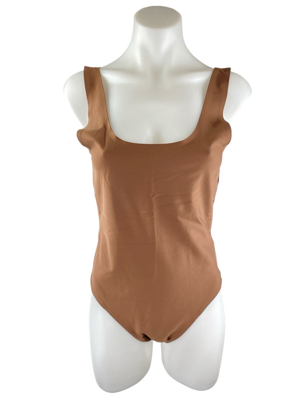Parade Womens Tan Brown Sleeveless Scoop Neck One Piece Bodysuit Tank Top Size L